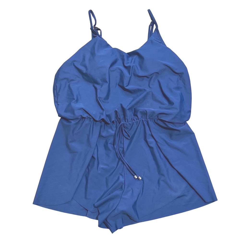 Time and Tru Womens Deep Cobalt Tank Romper Swimsuit Size S 4 6 NWT Swim Suit